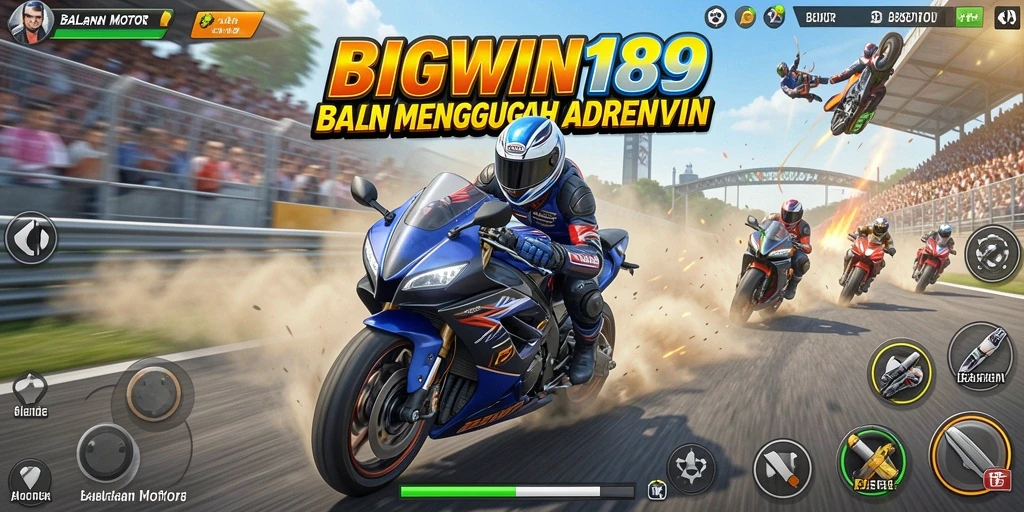 Screenshot dari gameplay motor balap yang mendebarkan di BIGWIN189.