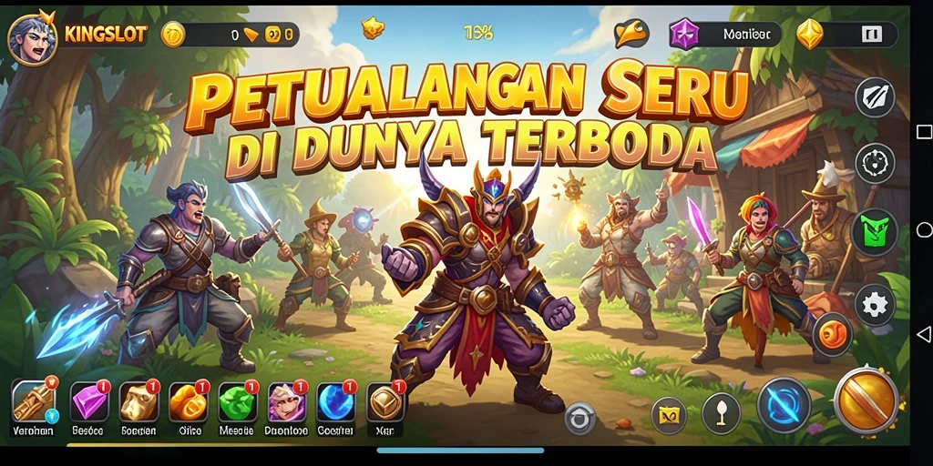 Tampilan gameplay KINGSLOT yang menakjubkan di dunia terbuka.